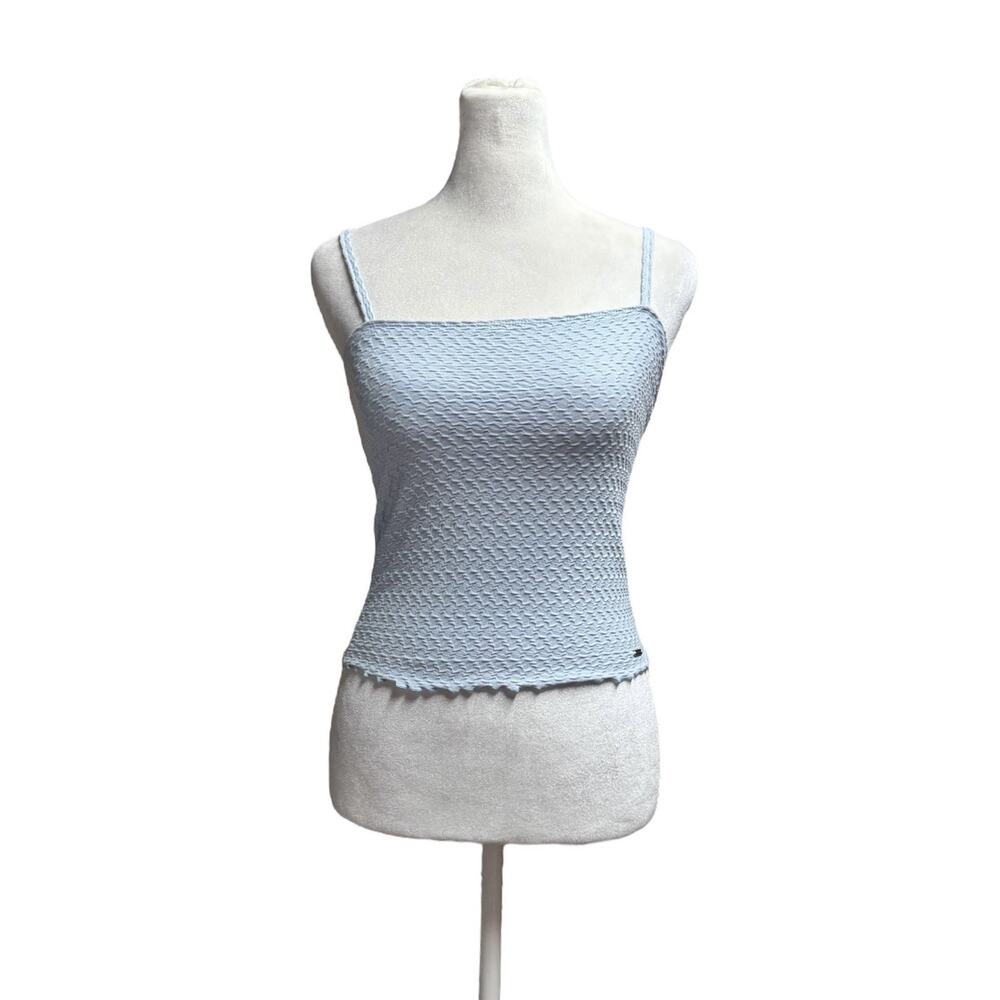 Hollister Y2K Baby Blue Texture Cropped Tank Top Dainty Feminine Coquette Sz XS
